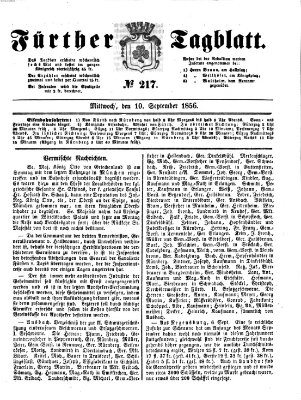 Fürther Tagblatt Mittwoch 10. September 1856