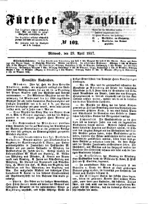 Fürther Tagblatt Mittwoch 29. April 1857