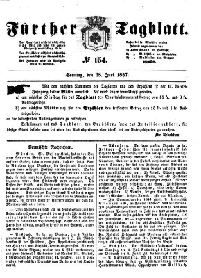 Fürther Tagblatt Sonntag 28. Juni 1857