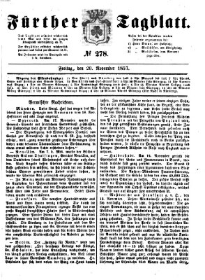 Fürther Tagblatt Freitag 20. November 1857