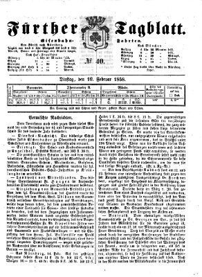 Fürther Tagblatt Dienstag 16. Februar 1858