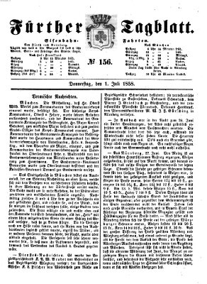 Fürther Tagblatt Donnerstag 1. Juli 1858