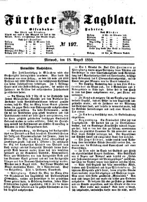 Fürther Tagblatt Mittwoch 18. August 1858