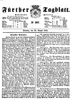 Fürther Tagblatt Sonntag 29. August 1858