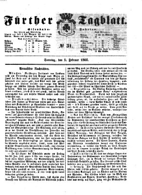 Fürther Tagblatt Sonntag 5. Februar 1860