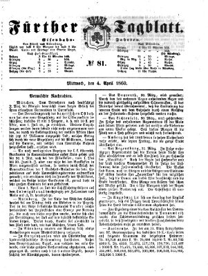 Fürther Tagblatt Mittwoch 4. April 1860
