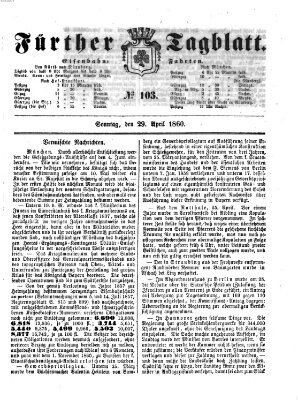 Fürther Tagblatt Sonntag 29. April 1860