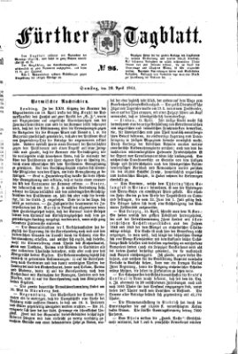 Fürther Tagblatt Samstag 20. April 1861