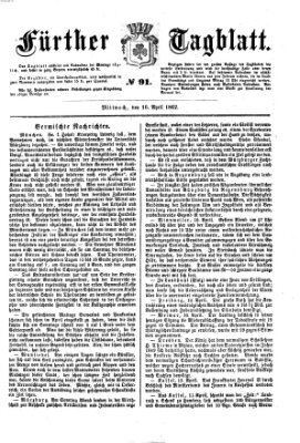 Fürther Tagblatt Mittwoch 16. April 1862