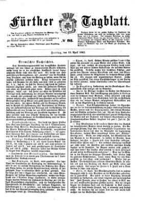 Fürther Tagblatt Freitag 18. April 1862