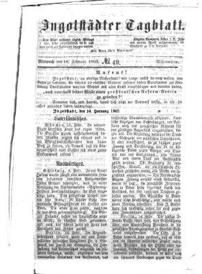 Ingolstädter Tagblatt Mittwoch 18. Februar 1863