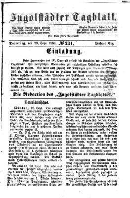 Ingolstädter Tagblatt Donnerstag 29. September 1864
