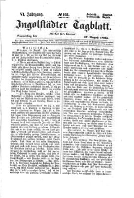 Ingolstädter Tagblatt Donnerstag 17. August 1865