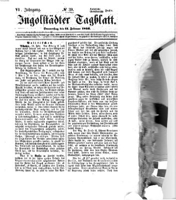 Ingolstädter Tagblatt Donnerstag 15. Februar 1866