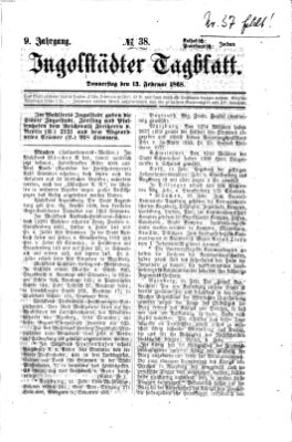 Ingolstädter Tagblatt Donnerstag 13. Februar 1868