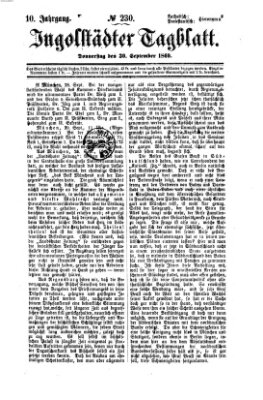 Ingolstädter Tagblatt Donnerstag 30. September 1869