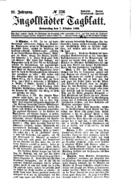 Ingolstädter Tagblatt Donnerstag 7. Oktober 1869