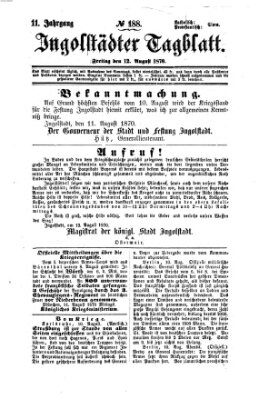 Ingolstädter Tagblatt Freitag 12. August 1870