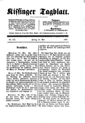 Kissinger Tagblatt Freitag 21. Mai 1869
