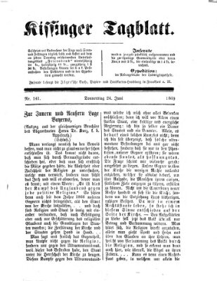 Kissinger Tagblatt Donnerstag 24. Juni 1869