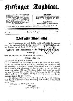 Kissinger Tagblatt Dienstag 24. August 1869