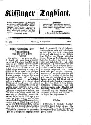 Kissinger Tagblatt Dienstag 7. September 1869