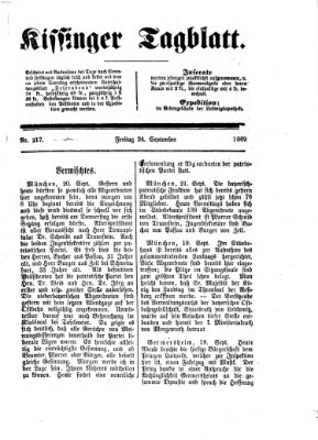 Kissinger Tagblatt Freitag 24. September 1869