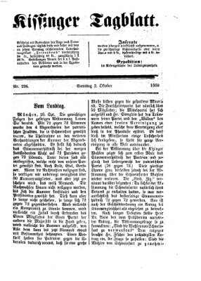 Kissinger Tagblatt Samstag 2. Oktober 1869