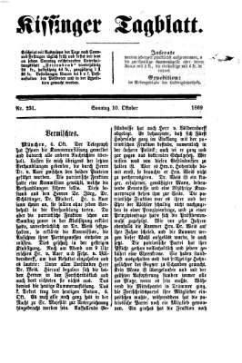 Kissinger Tagblatt Sonntag 10. Oktober 1869