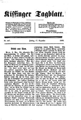 Kissinger Tagblatt Freitag 17. Dezember 1869