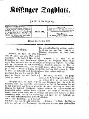 Kissinger Tagblatt Mittwoch 27. April 1870
