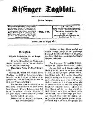 Kissinger Tagblatt Dienstag 30. August 1870