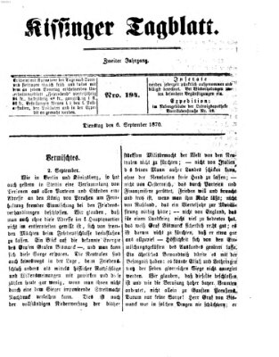 Kissinger Tagblatt Dienstag 6. September 1870