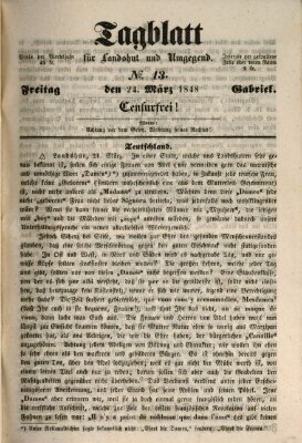 Tagblatt für Landshut und Umgegend (Kurier für Niederbayern) Freitag 24. März 1848