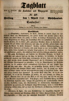 Tagblatt für Landshut und Umgegend (Kurier für Niederbayern) Freitag 7. April 1848