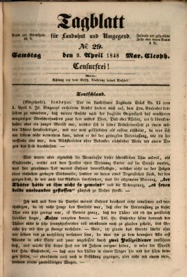 Tagblatt für Landshut und Umgegend (Kurier für Niederbayern) Sonntag 9. April 1848