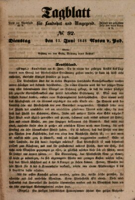 Tagblatt für Landshut und Umgegend (Kurier für Niederbayern) Dienstag 13. Juni 1848