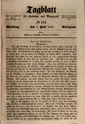 Tagblatt für Landshut und Umgegend (Kurier für Niederbayern) Montag 3. Juli 1848