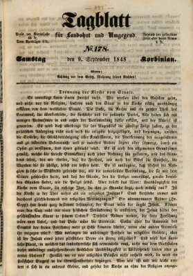Tagblatt für Landshut und Umgegend (Kurier für Niederbayern) Samstag 9. September 1848