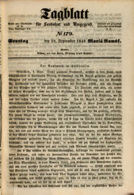 Tagblatt für Landshut und Umgegend (Kurier für Niederbayern) Sonntag 10. September 1848
