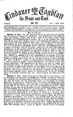 Lindauer Tagblatt für Stadt und Land Samstag 1. April 1865
