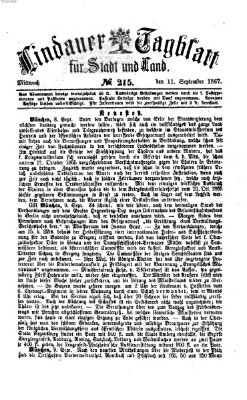 Lindauer Tagblatt für Stadt und Land Mittwoch 11. September 1867