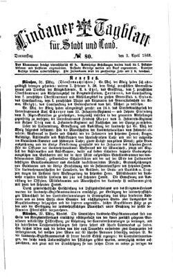 Lindauer Tagblatt für Stadt und Land Donnerstag 2. April 1868