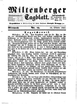 Miltenberger Tagblatt Mittwoch 14. Oktober 1863