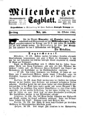 Miltenberger Tagblatt Freitag 30. Oktober 1863