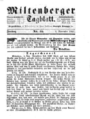 Miltenberger Tagblatt Freitag 6. November 1863