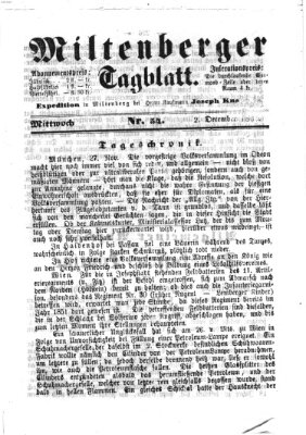 Miltenberger Tagblatt Mittwoch 2. Dezember 1863
