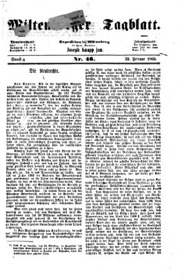 Miltenberger Tagblatt Samstag 25. Februar 1865