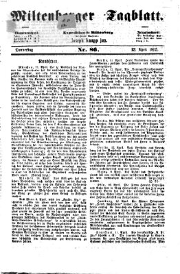 Miltenberger Tagblatt Donnerstag 13. April 1865