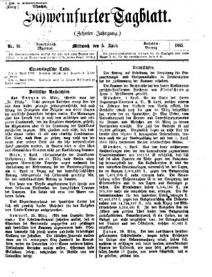 Schweinfurter Tagblatt Mittwoch 5. April 1865
